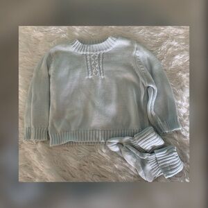 Savannah Baby 👶 Blue Sweater and Socks Set 0-3